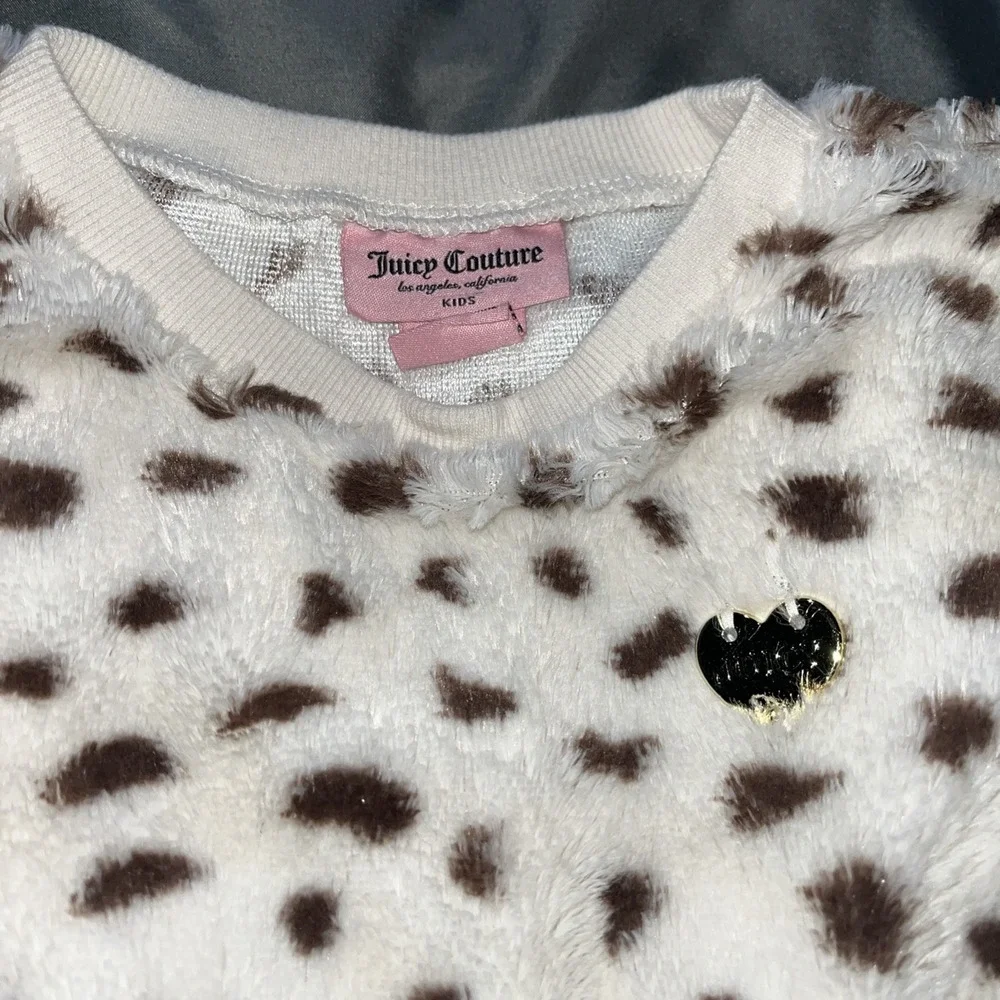 Girls JUICY COUTURE Kids Faux Fur Leopard Print‎ Sweatshirt Size 5